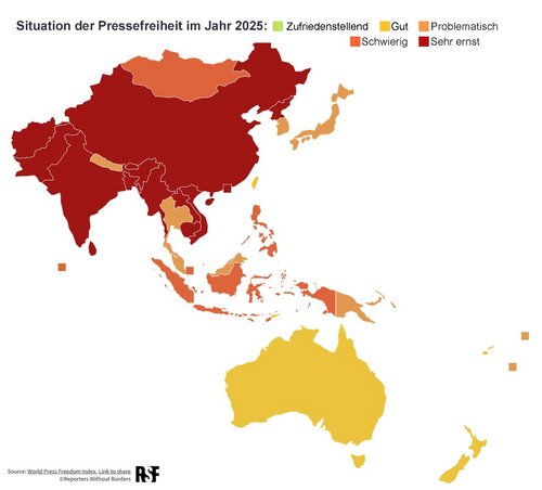 Asienkarte der Lage der Pressefreiheit Asienkarte der Lage der Pressefreiheit 