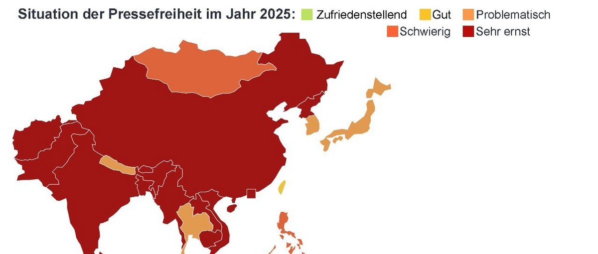 Lage der Pressefreiheit in Asien (Copyright: Reporter ohne Grenzen)